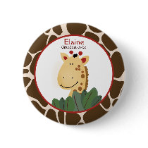 ZANZIBAR GIRAFFE PRINT NAME TAG Custom Button