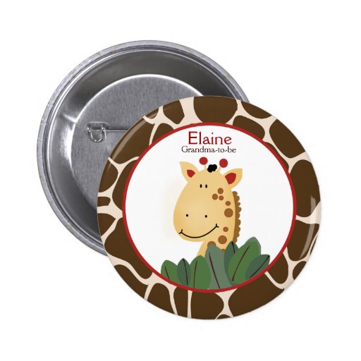 ZANZIBAR GIRAFFE PRINT NAME TAG Custom Button