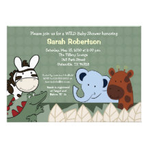 Zanzibar Jungle Crew 5x7 Baby Shower Invitation
