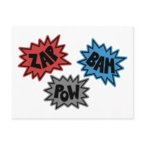 ZAP BAM POW Comic Sound FX - Original Postcard