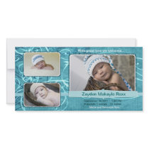Zayden Beautiful Birth Announcements Teal Customized Photo Card