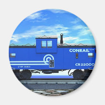 ZAZ420 Blue Caboose Fridge Magnets
