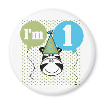 Zebra 1st Birthday Tshirts and Gifts Fridge Magnets