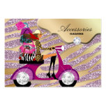 Zebra Accessories Purse Jewelry Gold Pink Sparkle Business Card Template