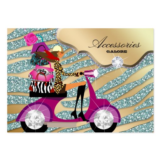 Zebra Accessories Purse Jewelry Gold Teal Sparkle Business Card Templates (front side)