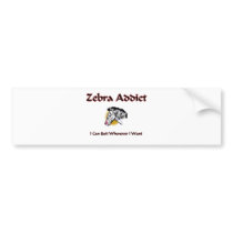 Zebra Addict bumper stickers by AnimalShirts Zebra Addict bumper stickers