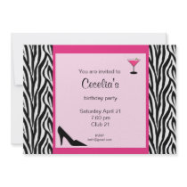 Zebra Adult Birthday Invitation (# INV 002)