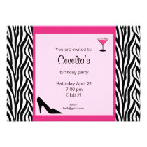 Zebra Adult Birthday Invitation (# INV 002) invitations