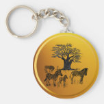 Zebra and Baobab Tree Keychain