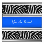 Zebra and Blue Birthday Party Invitation