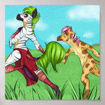 Zebra and Giraffe Poster