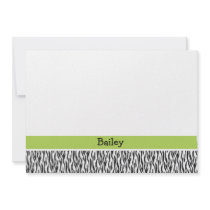 Zebra and green flat stationery (#FLAT 008) Announcement