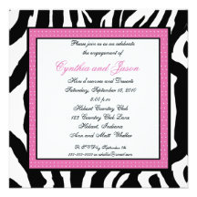 Zebra and Hot  pink -Engagement Party invitations