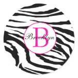 Zebra and Hot Pink Initial Sticker