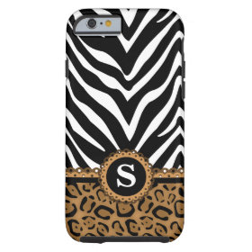 Zebra and Leopard Monogram Tough iPhone 6 Case