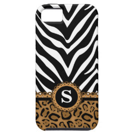 Zebra and Leopard Print Monogram iPhone 5 Cases