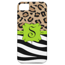 Zebra and Leopard Print Personalized Monogram iPhone 5 Cases