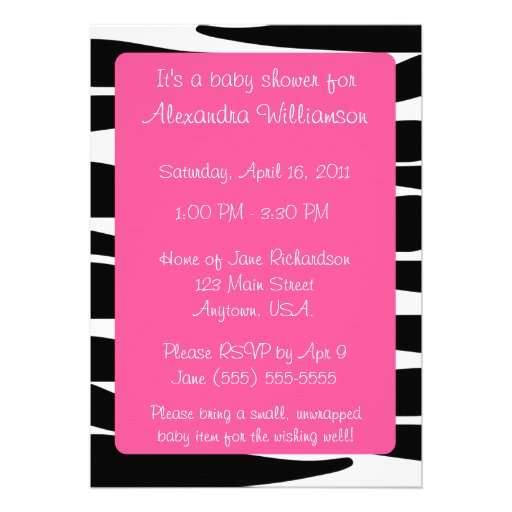Zebra and Pink Baby Clothes Baby Shower Invitation