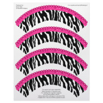 Zebra and Pink Lace Glossy Cupcake Wrappers Full Color Flyer