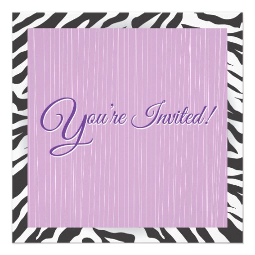 Zebra and Purple Roller Skating Party Invitations