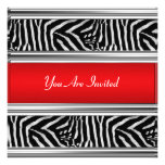 Zebra and Red Birthday Party Invitation