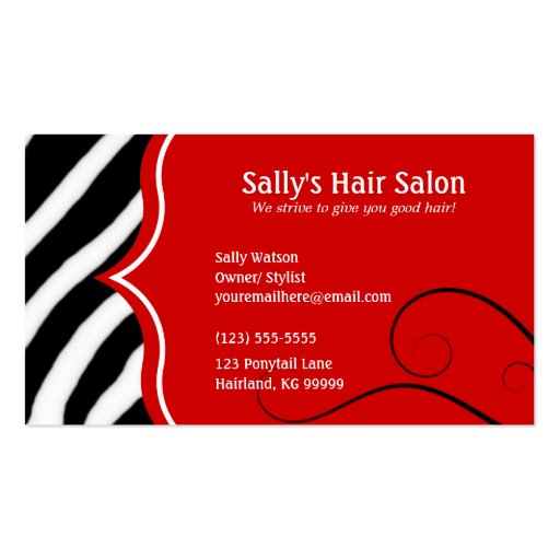 Zebra and Red Profile Business Card