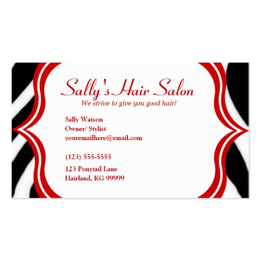 Zebra and Red Profile Business Card 2 (front side)