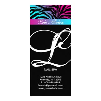 Zebra Animal Print Beauty Salon Pink Blue rackcard