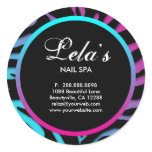 Zebra animal print beauty salon spa pink blue stickers