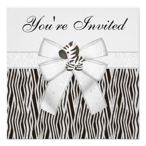 Zebra & Animal Print Black & White Birthday Party Personalized Announcements