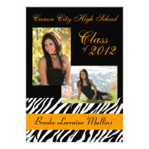 Zebra animal print graduation announcement