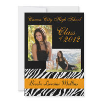 Zebra animal print graduation announcement