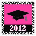Zebra Animal Print Hot Pink Graduation Party Custom Invitation