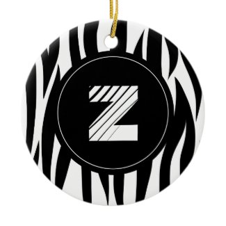 Zebra animal stripes with "Z" monogram Ornament