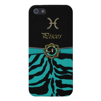 Zebra Astrology Zodiac Pisces Custom Monogram Case For iPhone 5