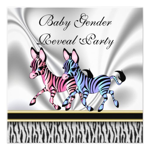 Zebra Baby Gender Reveal Party Invitation