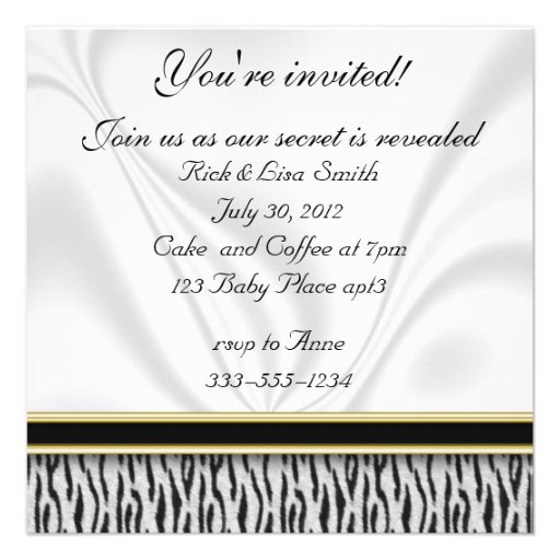 Zebra Baby Gender Reveal Party Invitation