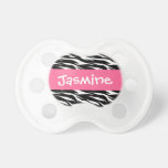 Zebra Baby Girl  Custom Name P546 Baby Pacifiers