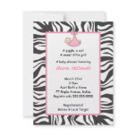 Zebra Baby Girl Shower Invitation Pink Black