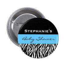 Zebra Baby Shower Custom Name Pins