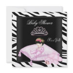 Zebra Baby Shower Girl Pink Black White Princess Personalized Invitations