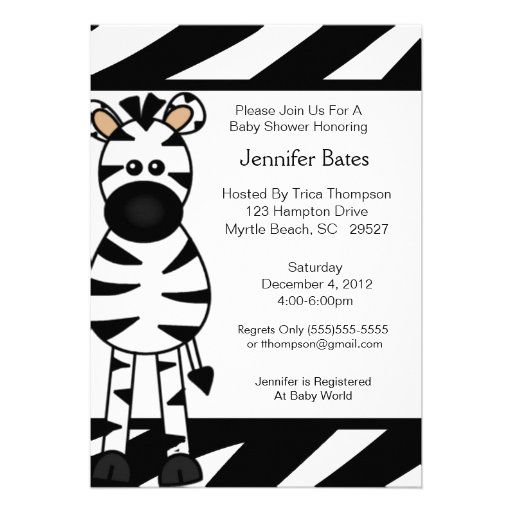 Zebra Baby Shower Invitation from Zazzle.com