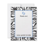 Zebra Baby Shower Thank You Note with BLUE FEET Personalized Invitations