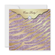 Zebra Bachelorette Party Invite Pink Gold Makeup 2