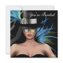 Zebra Bird of Paradise Masquerade Party Personalized Invites