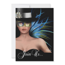 Zebra Bird of Paradise Masquerade Party Personalized Announcement