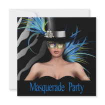Zebra Bird of Paradise Masquerade Party Invites