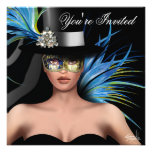 Zebra Bird of Paradise Masquerade Party Personalized Invites