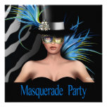 Zebra Bird of Paradise Masquerade Party Invites