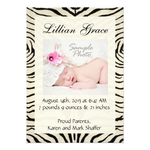 Zebra Birth Announcements